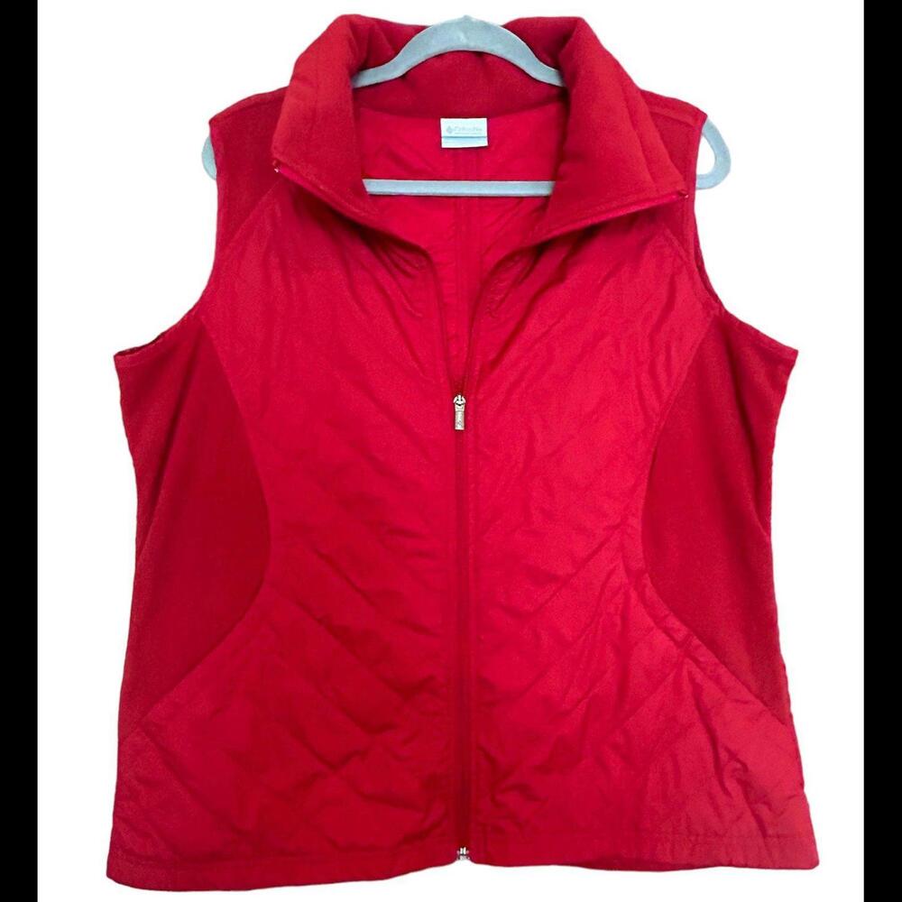 Columbia Red Quilted & Fleece Zip Vest